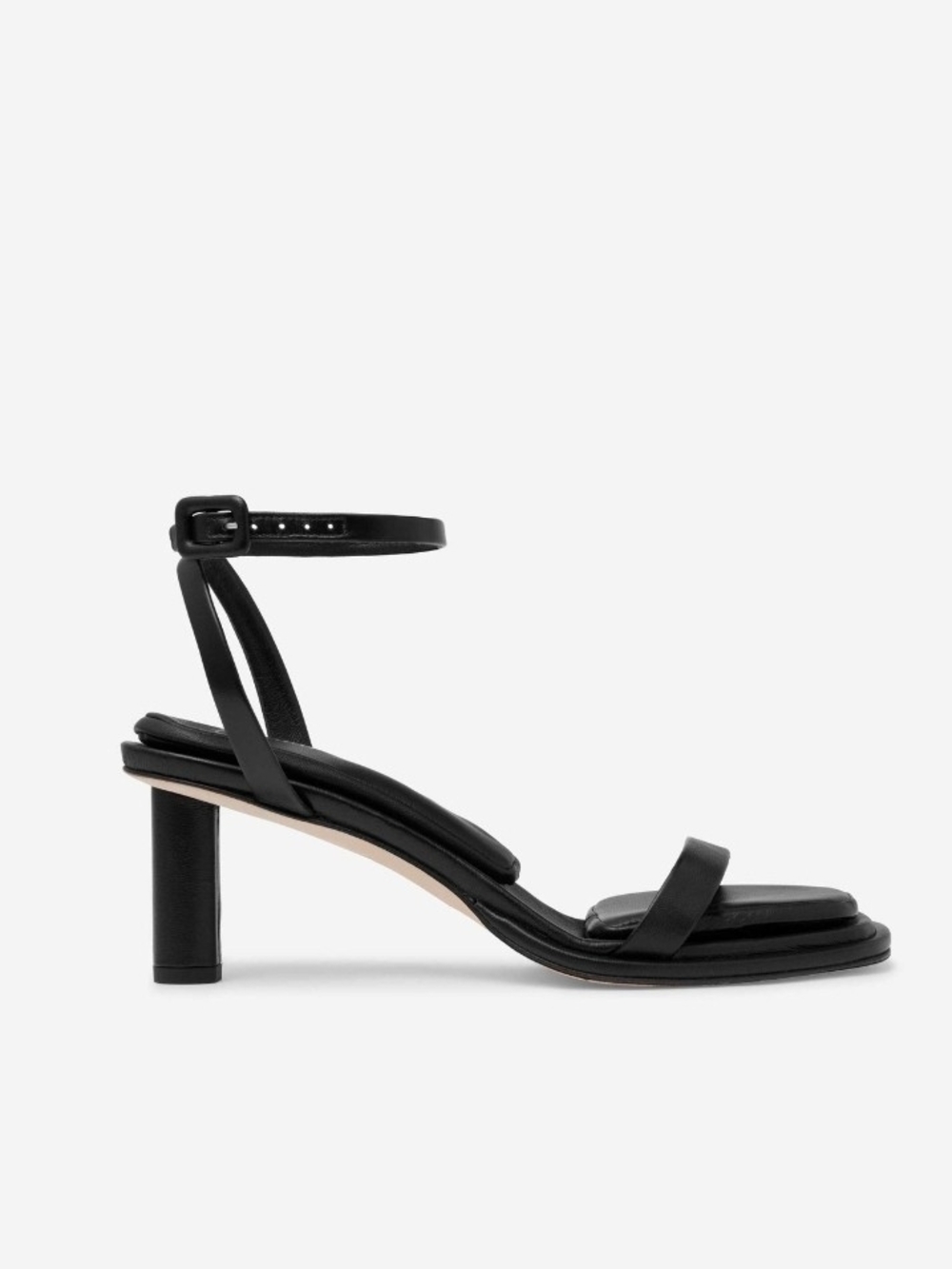 Tamara Mellon Black Minimalist Ankle-Strap Block Heel Sandal